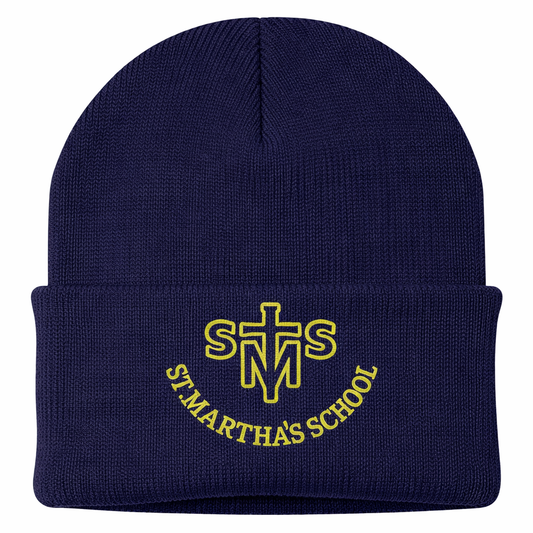 Navy Child's Beanie Hat with St Martha's Embroidered Logo