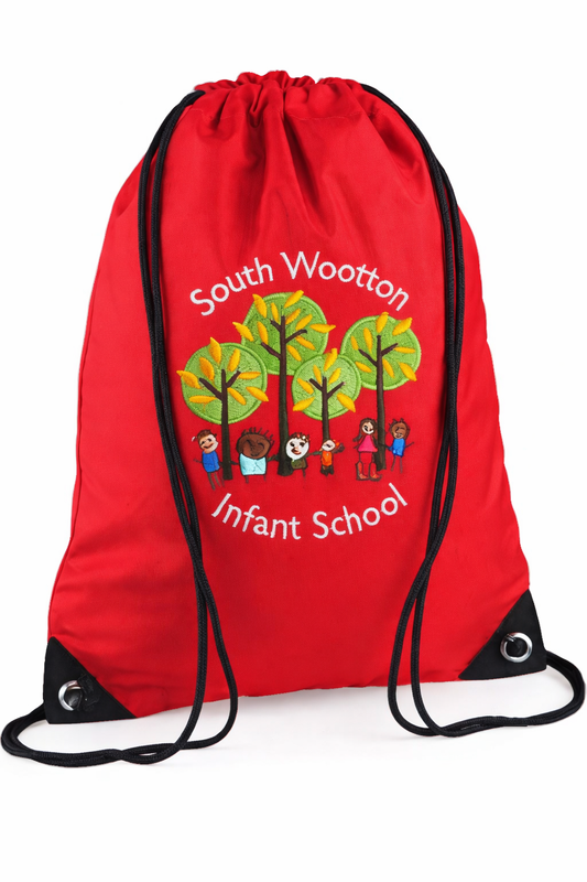 Red PE Bag with South Wootton Infants Printed Logo