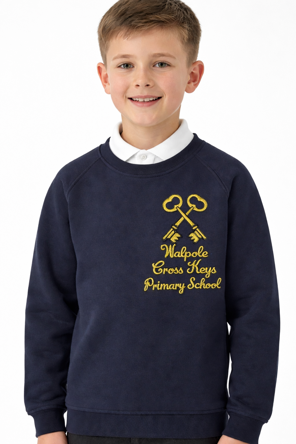 Navy Sweatshirt with Walpole Cross Keys Embroidered Logo
