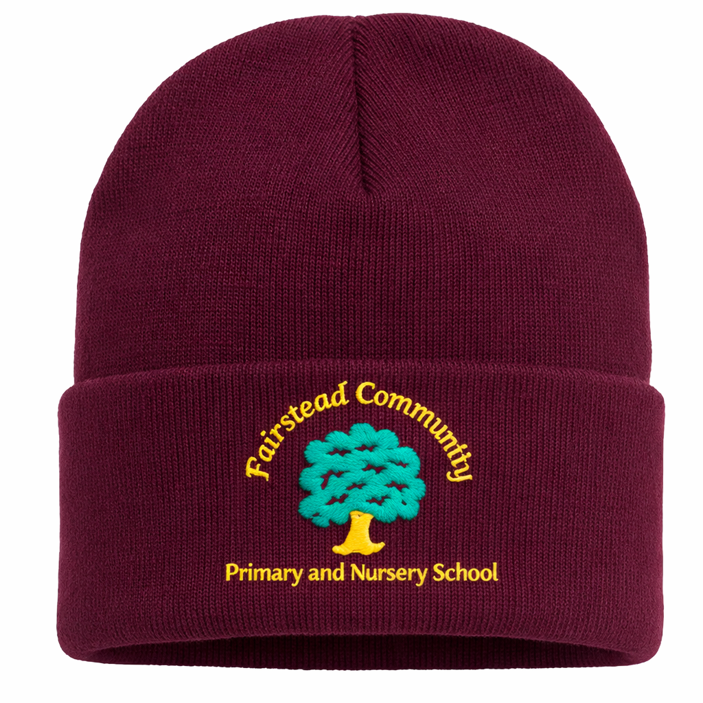 Maroon Child's Beanie Hat with Fairstead Embroidered Logo