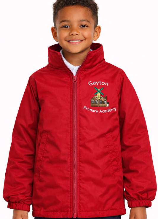 Red Eco Showerproof Jacket with Gayton Embroidered Logo