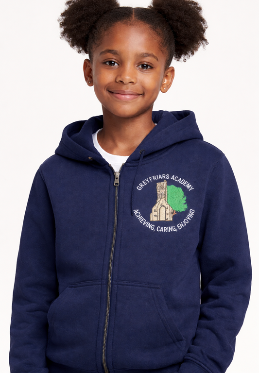 Navy Full Zip PE Hoodie with Greyfriars Embroidered Logo