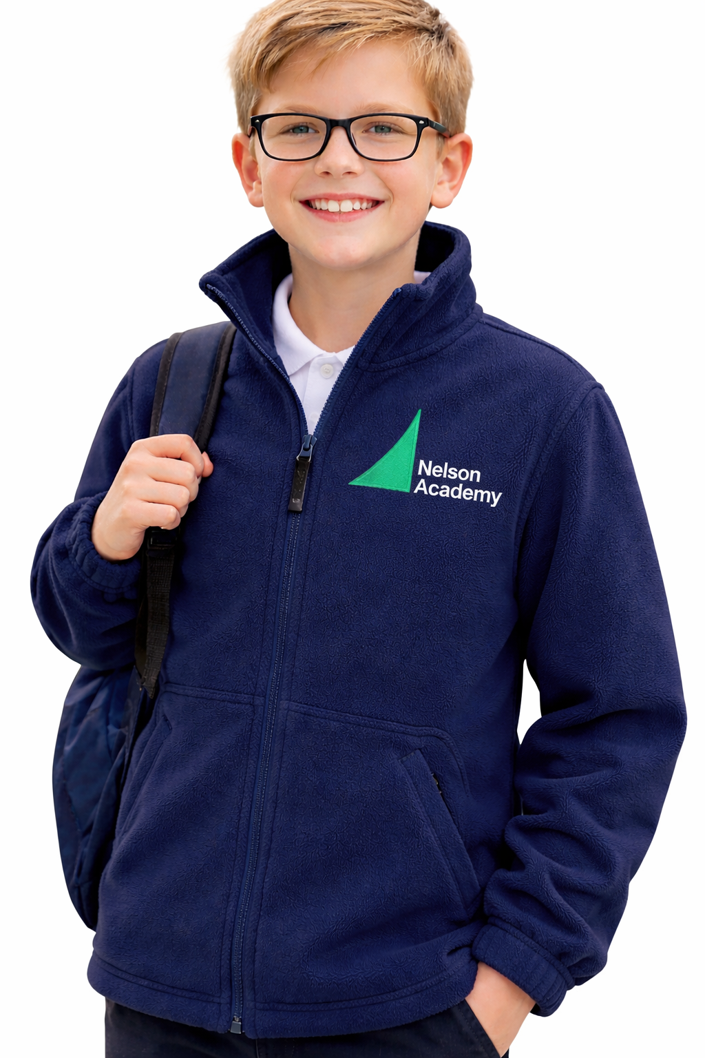 Navy Microfleece with Nelson Embroidered Logo