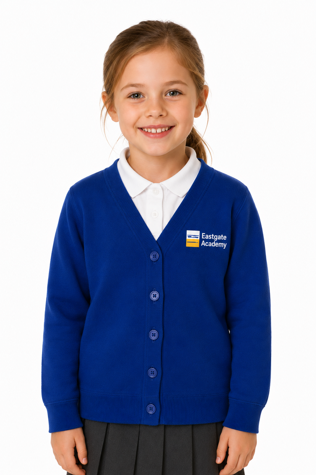 Royal Cardigan with Eastgate Embroidered Logo