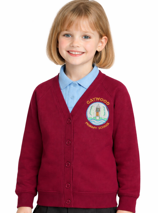 Wine Cardigan with Gaywood Embroidered Logo