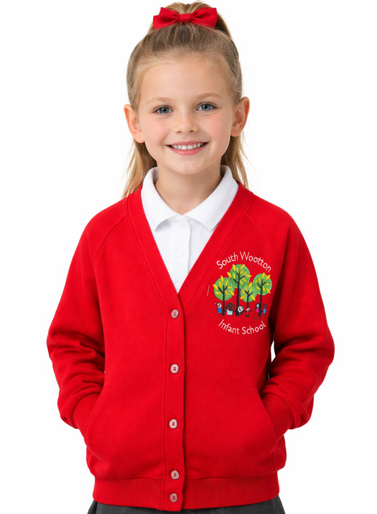 Red Cardigan with South Wootton Infants Embroidered Logo