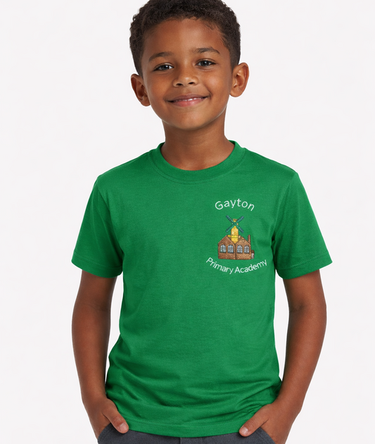 Green (Houghton) PE T-Shirt with Gayton Embroidered Logo