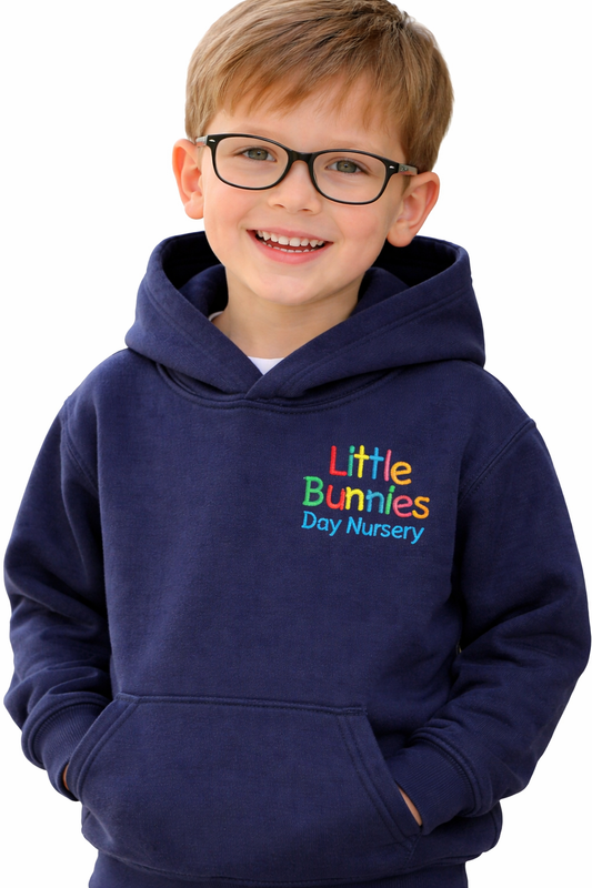 Navy Hoodie with Little Bunnies Embroidered Logo