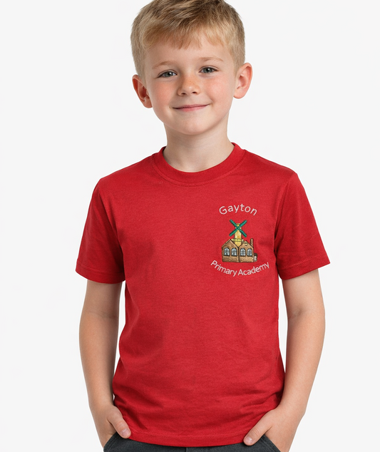 Red (Blickling) PE T-Shirt with Gayton Embroidered Logo