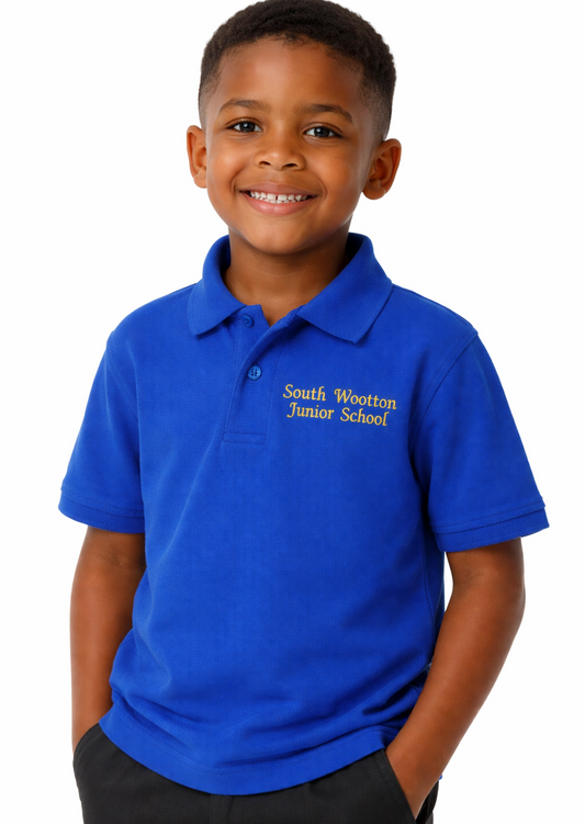 Royal (Buckingham) PE Polo Shirt with South Wootton Junior Printed Logo