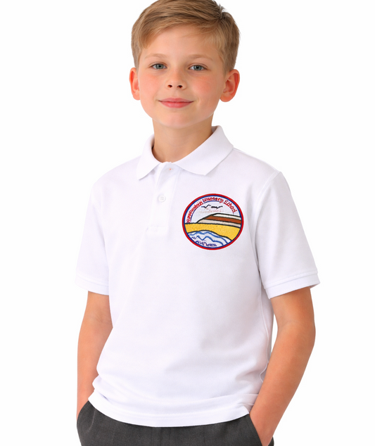 White Polo Shirt with Hunstanton Embroidered Logo