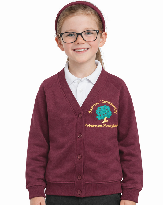 Maroon Cardigan with Fairstead Embroidered Logo