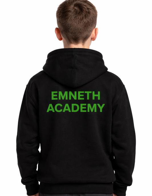 Black PE Hoodie with Emneth Back Print