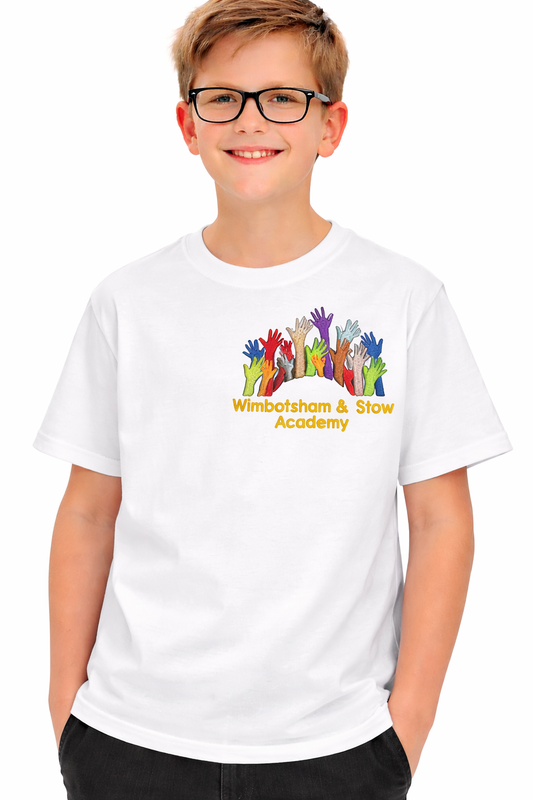 White PE T-Shirt with Wimbotsham & Stow Embroidered Logo