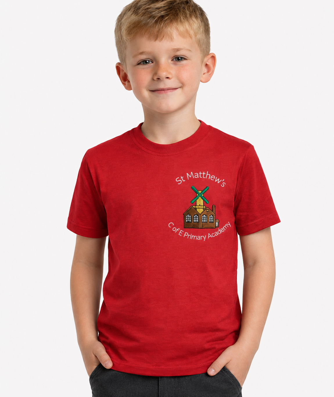 Red (Blickling) PE T-Shirt with St Matthews Embroidered Logo