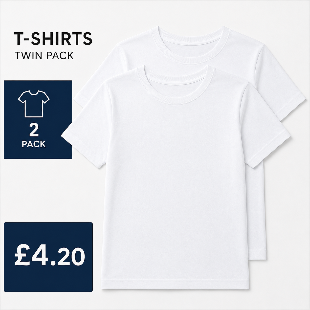 'Little Classmates' Basic White T-Shirt (Twin Pack)