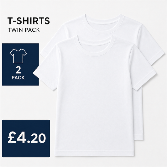 'Little Classmates' Basic White T-Shirt (Twin Pack)