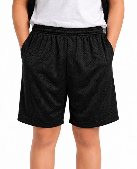 Black Plain Mesh Shorts
