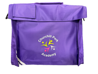 Purple Book Bag with Churchill Park School Print