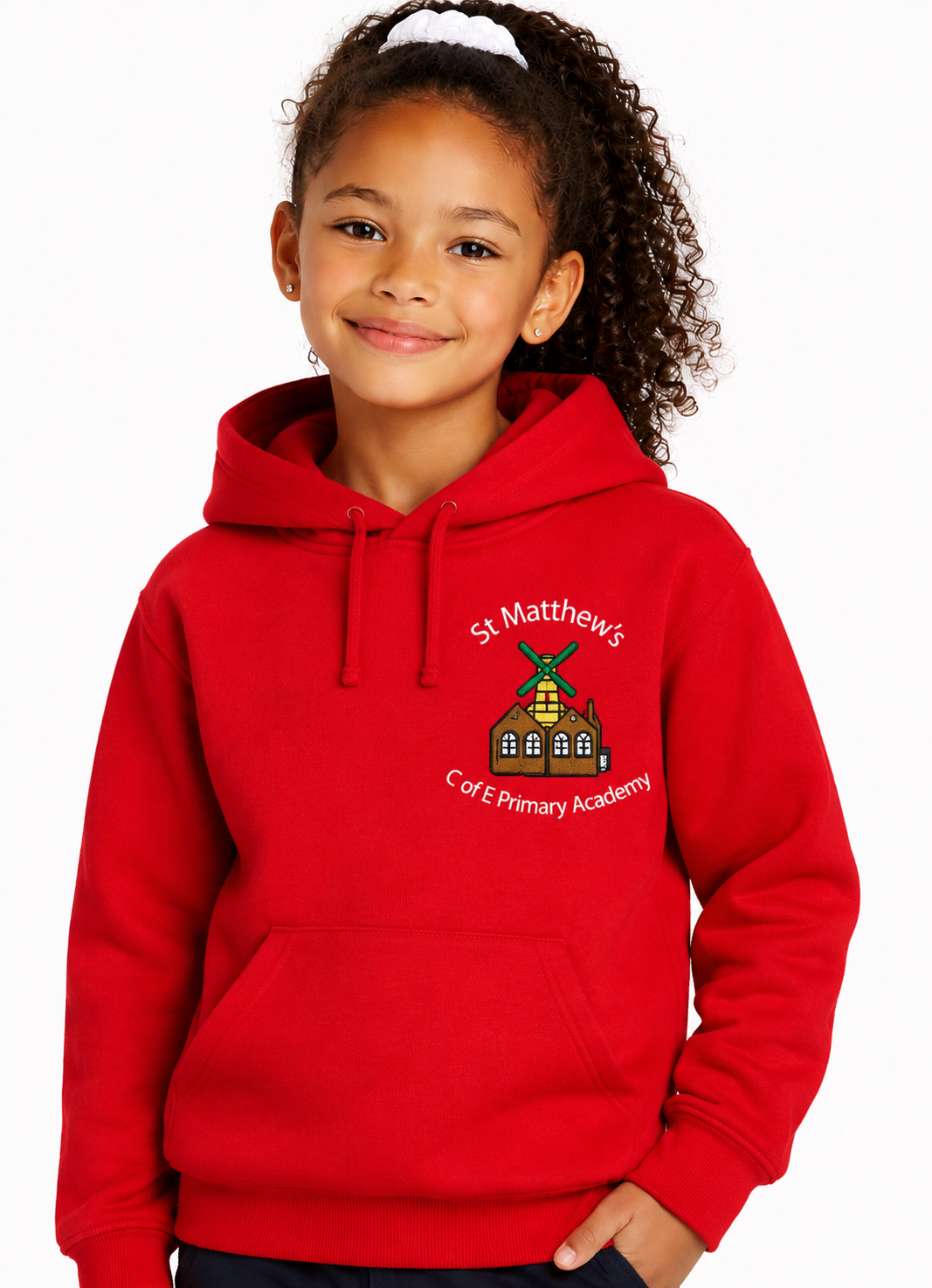 Red PE Hoodie with St Matthews Embroidered Logo