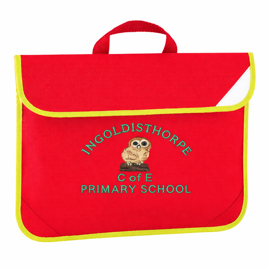 Red Book Bag with Ingoldisthorpe Printed Logo