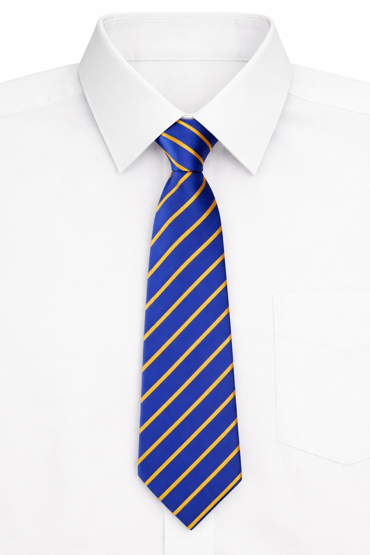 North Wootton Royal/Gold Stripe Clip Tie