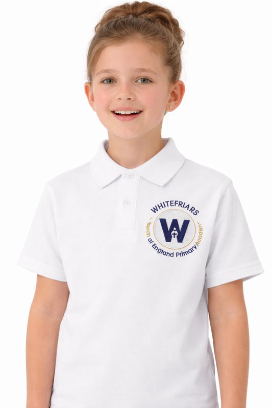 White Polo Shirt with Whitefriars Embroidered Logo
