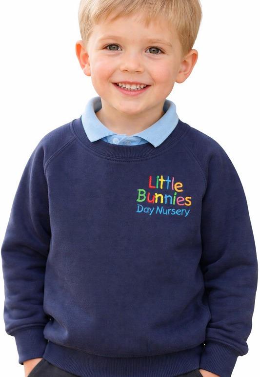Navy Sweatshirt with Little Bunnies Embroidered Logo