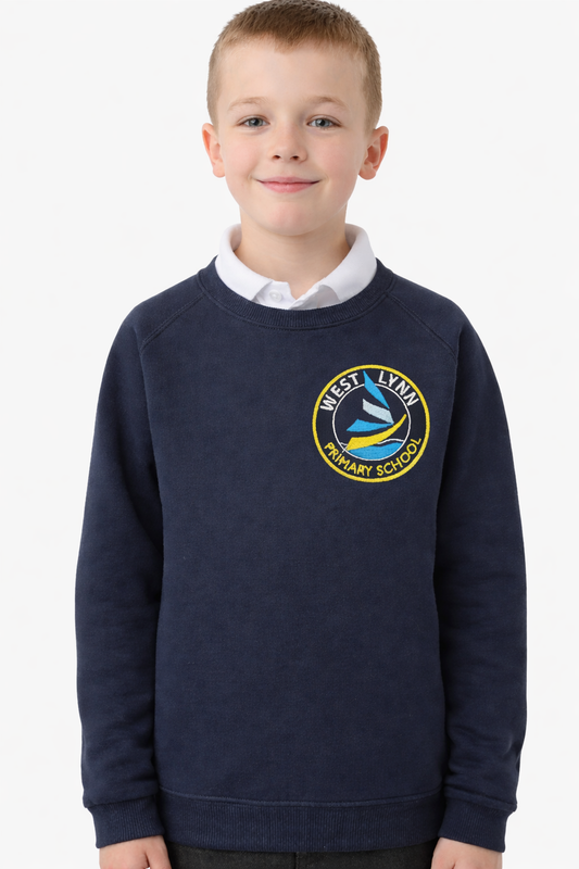 Navy Sweatshirt with West Lynn Embroidered Logo