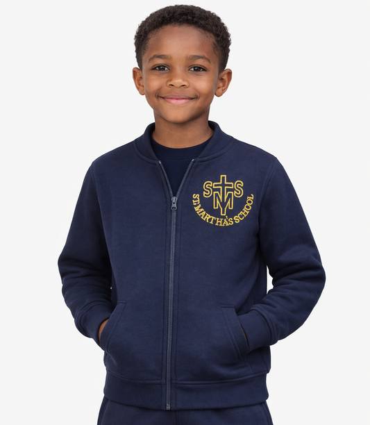 Navy PE Zip Sweatshirt with St Martha's Embroidered Logo