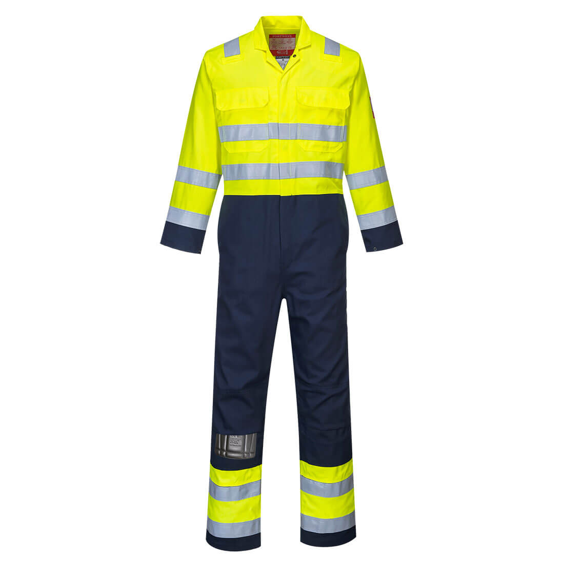 Portwest Bizflame Work Hi-Vis Contrast FR Coverall Yellow/Navy (BIZ7)