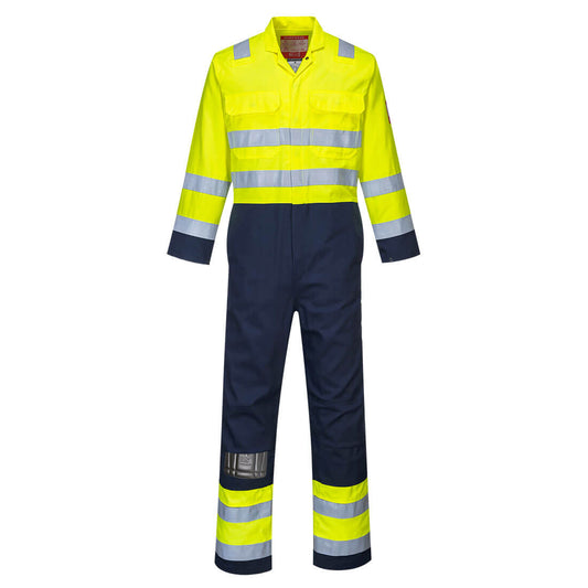 Portwest Bizflame Work Hi-Vis Contrast FR Coverall Yellow/Navy (BIZ7)