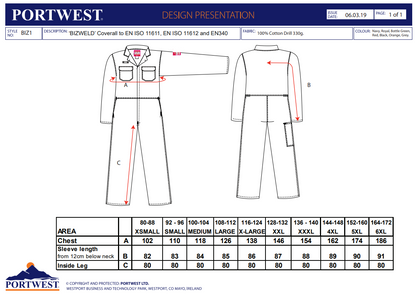 Portwest Bizweld Flame Retardant Coverall (BIZ1)