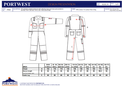 Portwest Hi-Vis Flame Resistant Anti-Static Coverall (FR50)