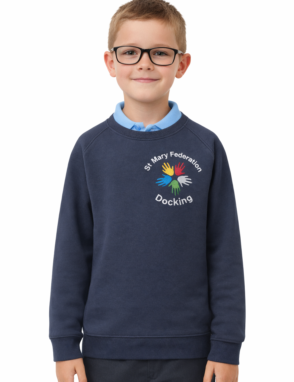 Navy Sweatshirt with Docking Embroidered Logo
