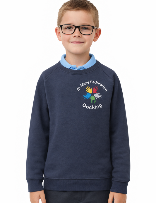 Navy Sweatshirt with Docking Embroidered Logo