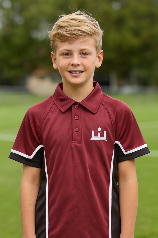 Maroon/Black Sports Polo with Printed KES Logo
