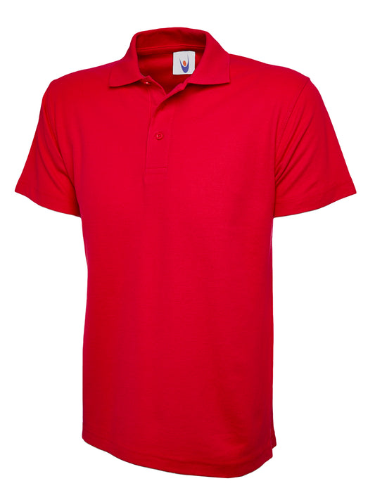 Red Polo Shirt with Easton Embroidered Logo and Horticulture Back Print