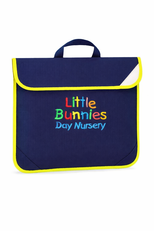 Navy Book Bag with Little Bunnies Printed Logo