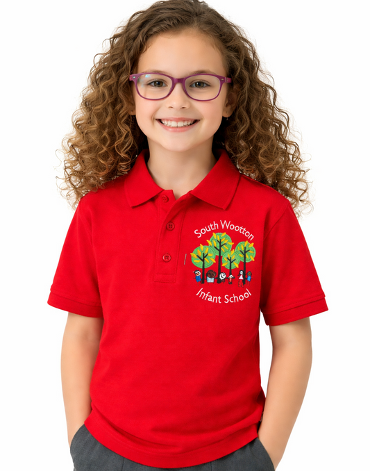 Red Polo Shirt with South Wootton Infants Embroidered Logo