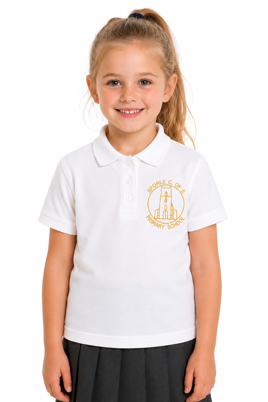 White Polo Shirt with Sporle Embroidered Logo