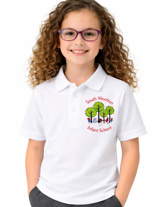White Polo Shirt with South Wootton Infants Embroidered Logo