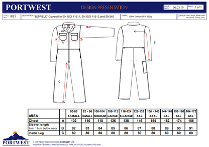 Portwest Flame Retardant Coverall (BIZ1) (Land Based Engineering)