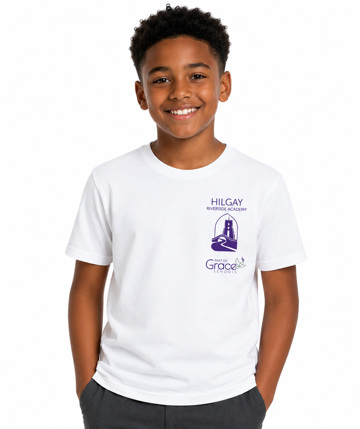 White PE T-Shirt with Hilgay Embroidered Logo