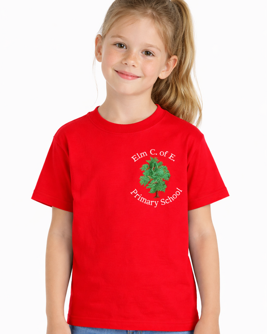 Red PE T-Shirt with Elm Printed Logo