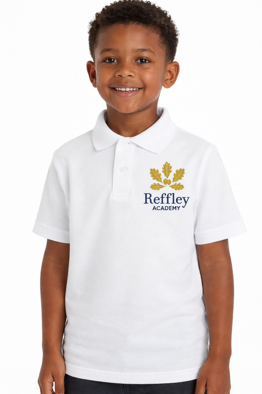 White Polo Shirt with Reffley Embroidered Logo