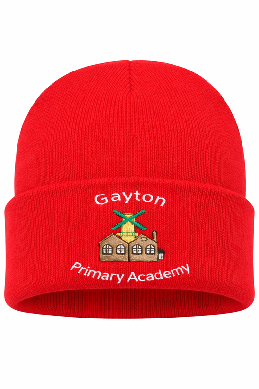 Red Childs Beanie Hat with Gayton Embroidered Logo
