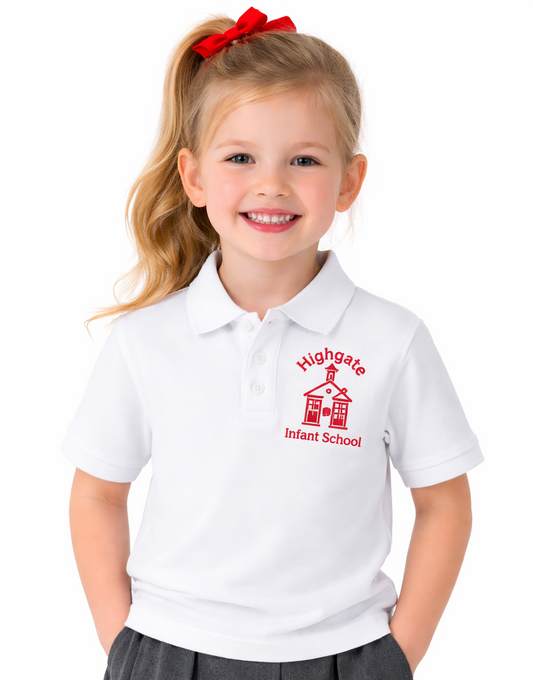 White Polo Shirt with Highgate Embroidered Logo