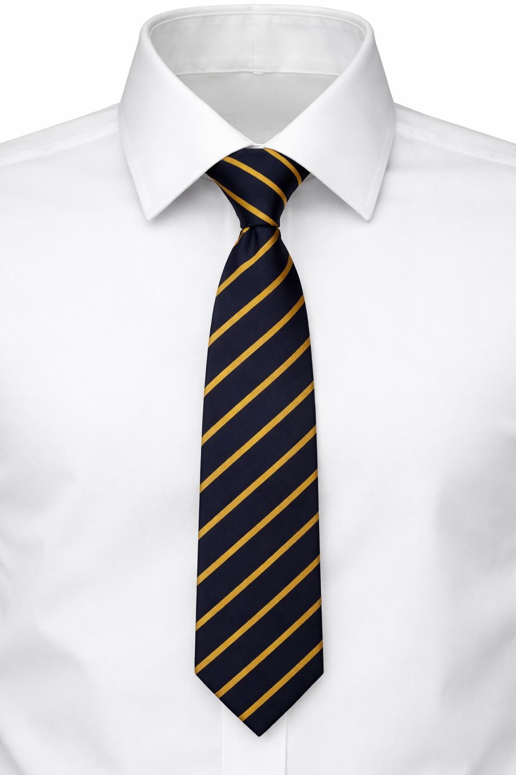 South Wootton Junior Navy/Gold Stripe Clip On Tie