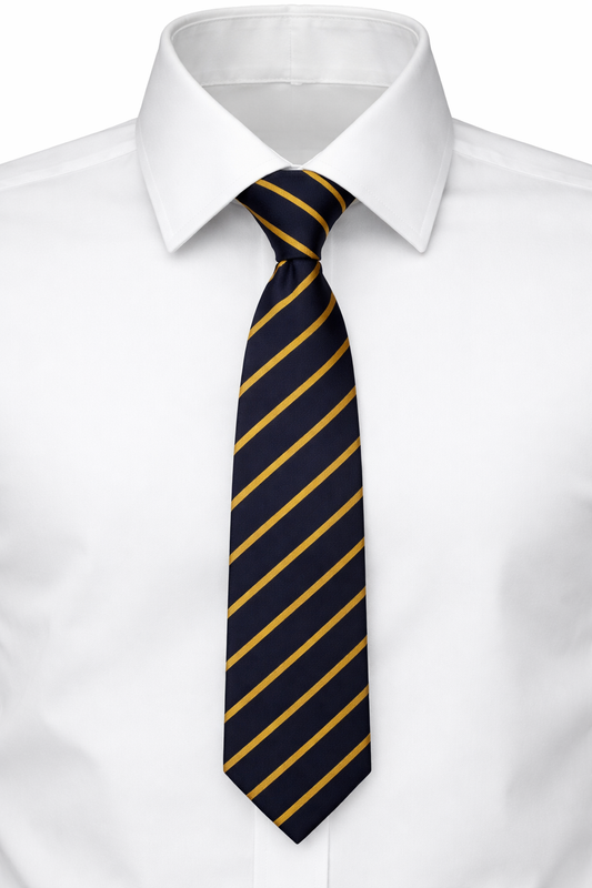 South Wootton Junior Navy/Gold Stripe Clip On Tie